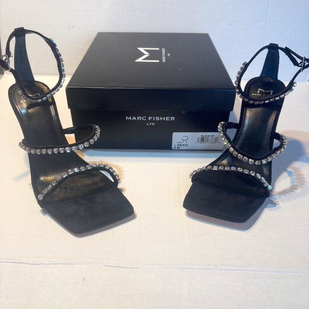 Marc Fisher Womens DEZZI Rhinsestone straps Open Toe Pumps Size 9
